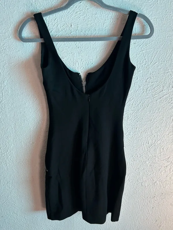Zara Black Zip Detail Bodycon Mini Dress XS - Image 3