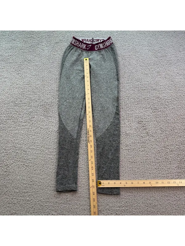 Gymshark Flex Seamless Grey Burgundy Contour Workout Leggings XS Dry Gym - Image 4
