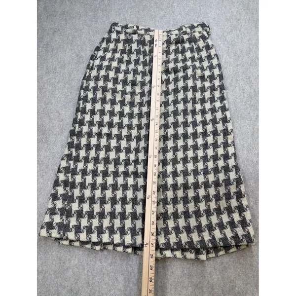 Vintage Houndstooth Skirt Women 26 Wool Grey Ivory Fairmont Sportswear Academic - Image 11