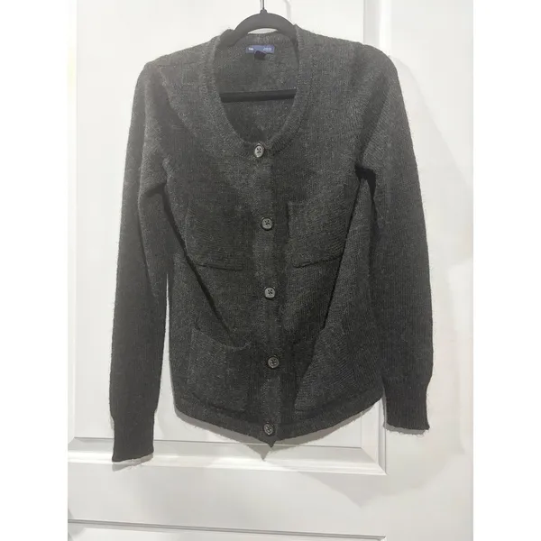 Gap Womens‎ Alpaca Wool Blend Cardigan Charcoal Grey 4 Pocket Button Sweater M - Image 2