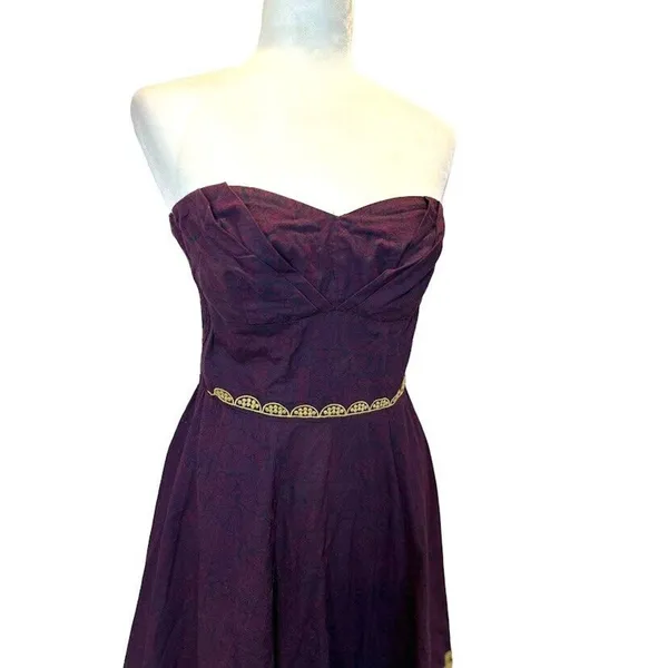 Anthropologie Girls from Savoy Strapless Dress Elegant‎ Retro Victorian Size 2 - Image 2