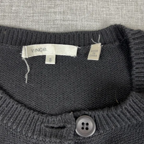 Vince‎ Cardigan Womens S Black 85% Cotton 15% Cashmere Crew Neck Lightweight - Image 6