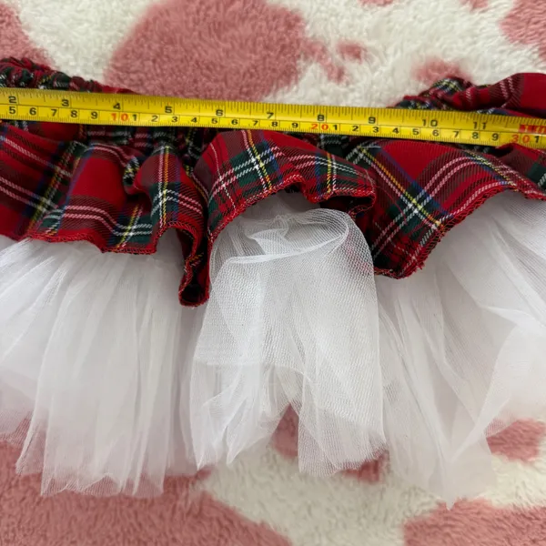 🩰✨ Red Tartan Tulle Ruffle Skirt / Pet Tutu – Festive Cottagecore Fairycore Vibes ✨🩰 - Image 4