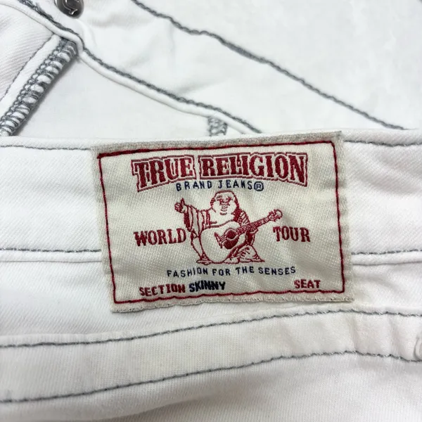 True Religion Curvy Skinny White Distressed Crystal Jeans Size‎ 34 - Image 8