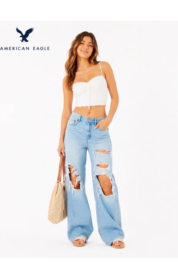 American Eagle Ripped Baggy Jeans Wide-Leg - Image 3