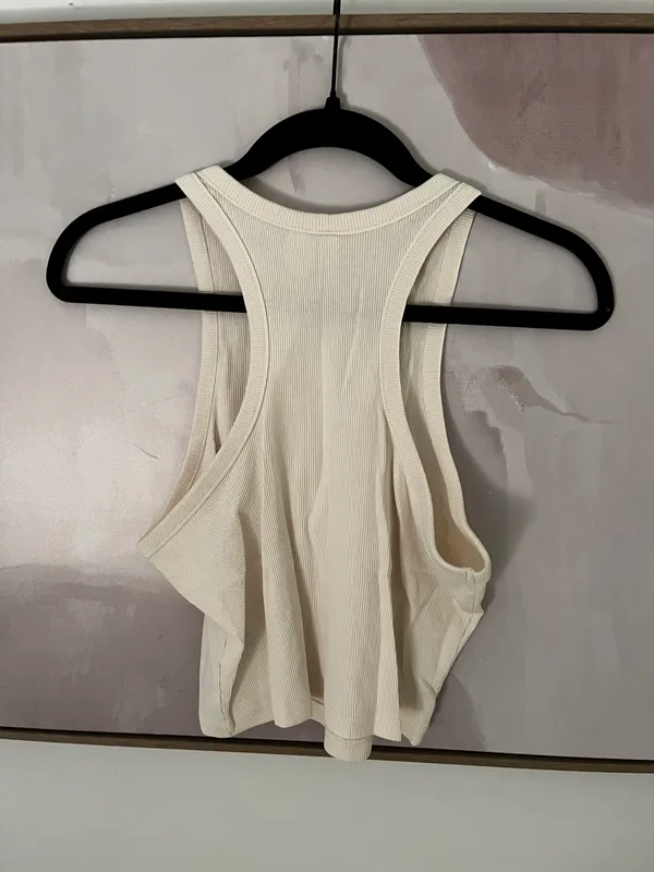 H&M White Basic Ribbed Tank Top - Image 3