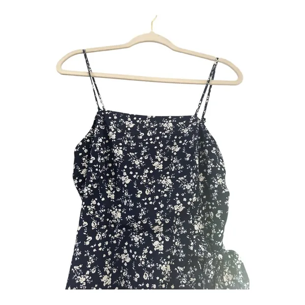 Altar’d State Navy Blue Floral Wrap Waist Mini Dress // Size Medium - Image 3