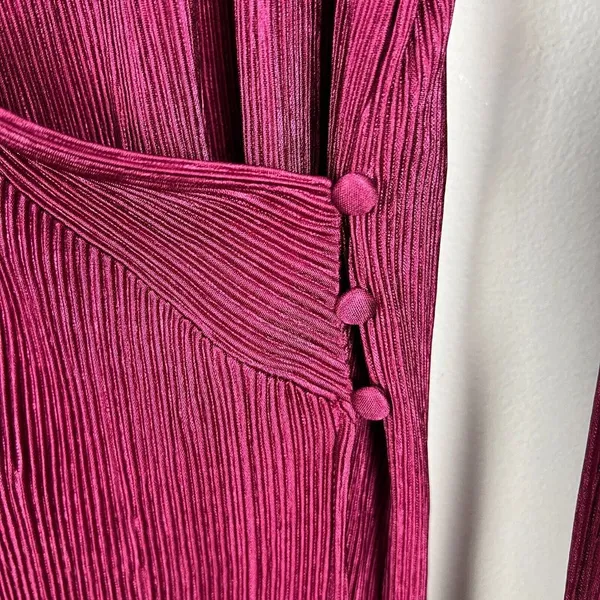 YAS Wrap Dress Womens Medium‎ Wine Maxi Long Sleeve Ribbed V-Neck Slinky Stretch - Image 7