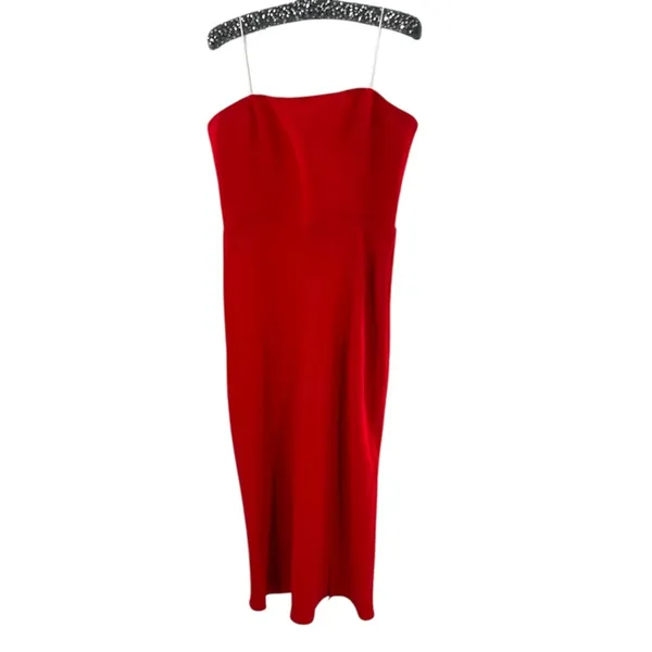 AMANDA UPRICHARD Mandy Midi Dress in‎ Lipstick Red Strapless Sz L - Image 5