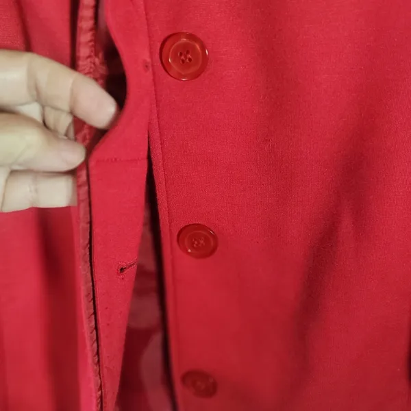 Sandro Sportswear Red Button Up Jacket Split Cowl Statement Collar Lined Size XL - Image 9