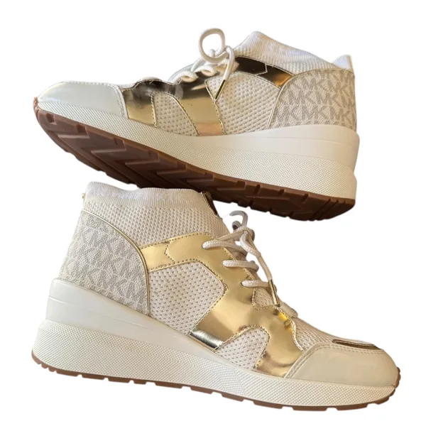 Michael Kors White Markie Wedge Heel Bootie Sneakers Size 9 - Image 7
