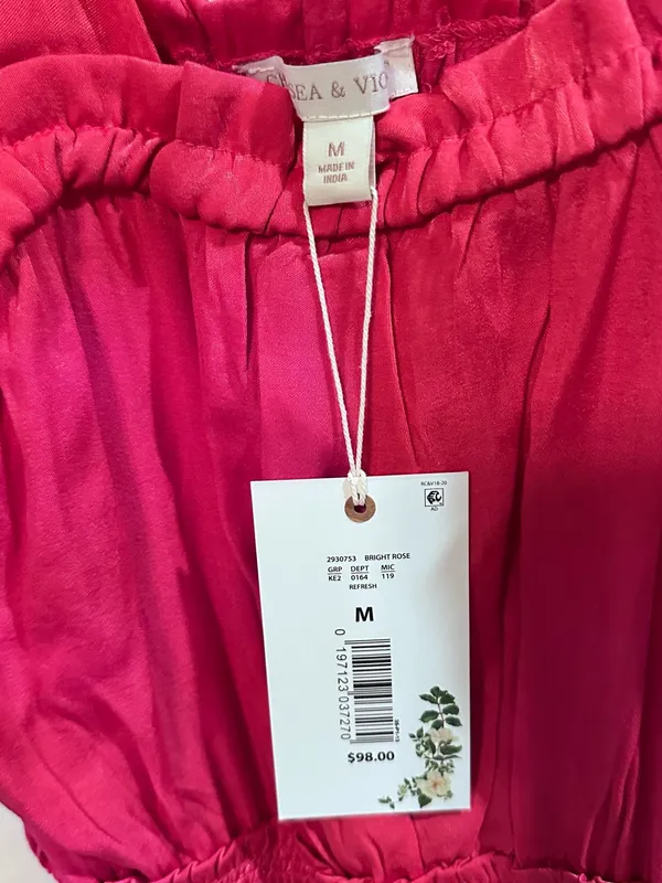 NWT Chelsea & Violet Fuchsia Tie-Shoulder Smocked Waist Romper - Image 3