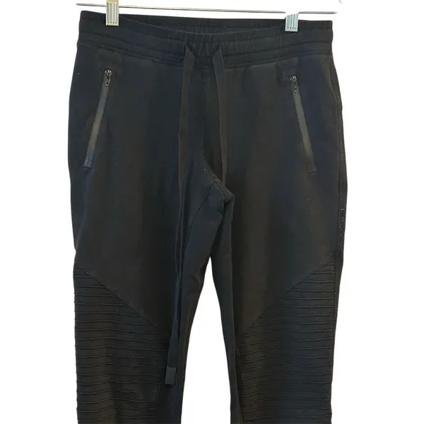 Alo‎ Yoga Women's Urban Moto Sweatpants Black XS Tapered Casual - Image 4