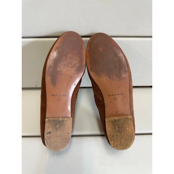 Helene Rouge Paris Quality Leather Suede Round Toe Slip On Ballet Flats 5.5 - Image 6