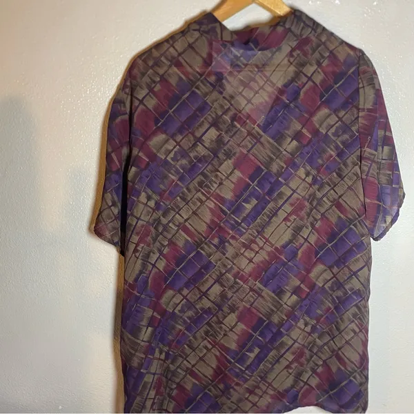 Worthington‎ Plaid Shirt in Purple and Brown Lightweight 18W - Image 6