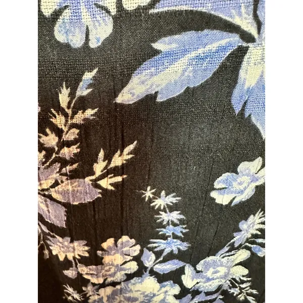 Free People Jaymes Black Blue Floral Smocked Maxi Dress Long Puff Sleeve XS - Image 3