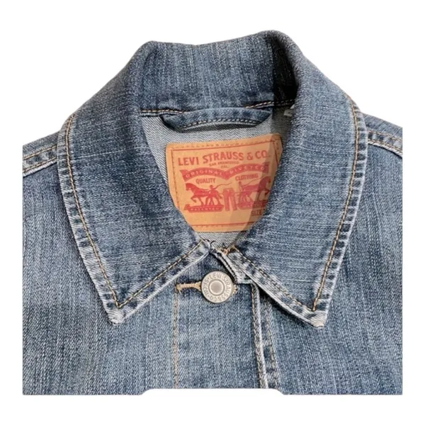 Levi’s Original Trucker Denim Jacket Sz S Blue Stretch Jean Classic S40117 - Image 5