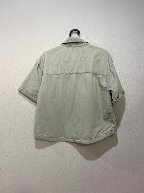 Vans McMillian Olive Green Crop Boxy Button Down Short Sleeve Shirt Size S - Image 3