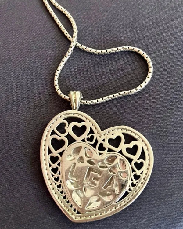 Stainless steel Enamel Heart Shaped Necklace and Earrings Set. - Image 3