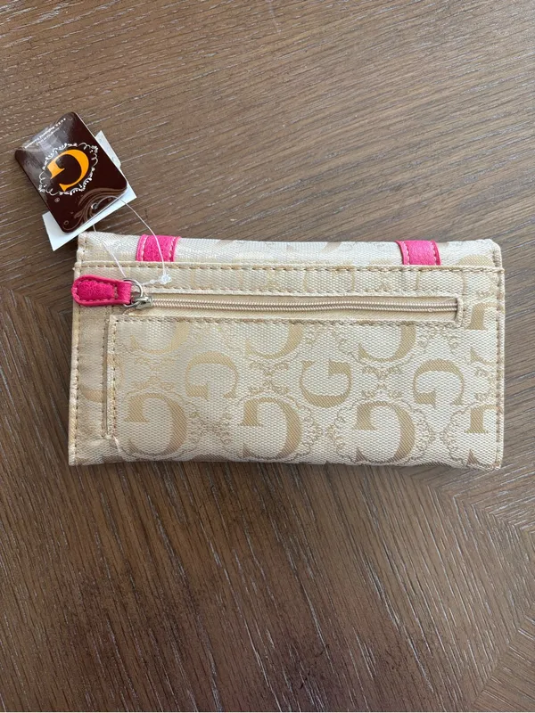 Guess Beige Wallet with Hot Pink Accents - Image 4