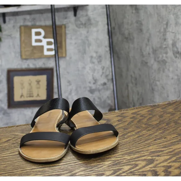 Style & Co. Womens Elliee Flat Sandals 10020656300 Black / Brown 10.5M - Image 3