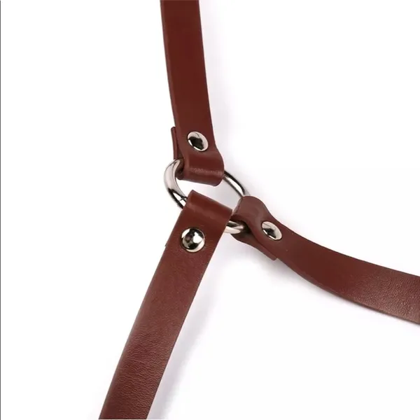 Brown Steampunk O Ring Harness Festival New - Image 2