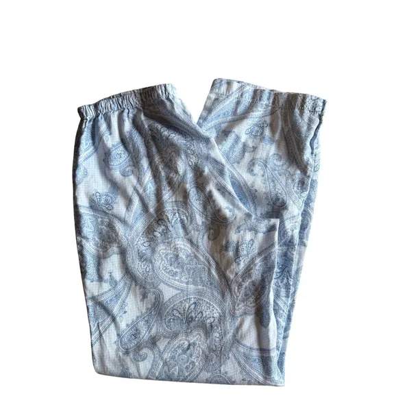 Lauren Ralph Lauren Blue Paisley Pajama Lounge Pants Women's Medium 100% Cotton - Image 2