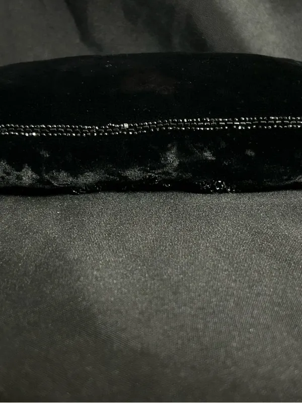 Walborg Handmade Black Beaded Velvet Foldover Clutch - Image 7