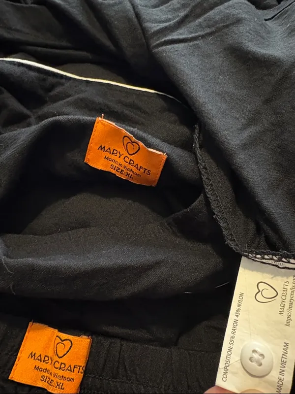 Mary Crafts XL Black Pajama Set with White Piping - Image 3