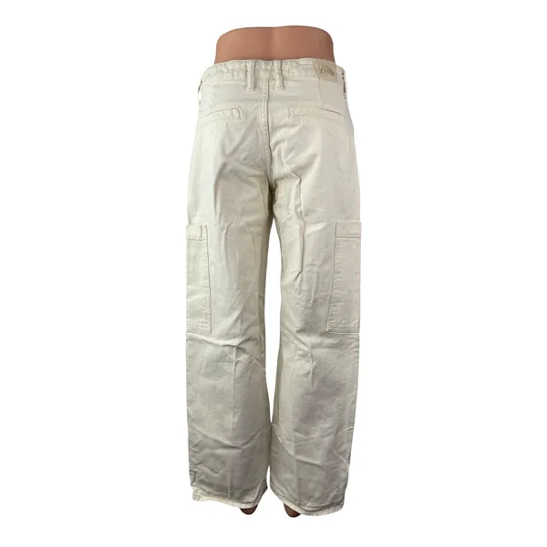 Zara Women's White Mid Rise Carrot Barrel Wide Leg Cargo Denim Jeans Pants Sz 4 - Image 4