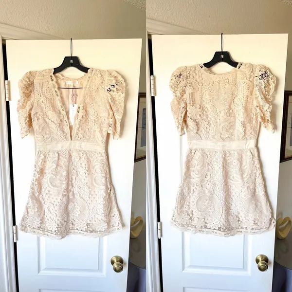 LoveShackFancy Daniela‎ Lace Mini Dress Dolce Cream Size 0 NWT - Image 2
