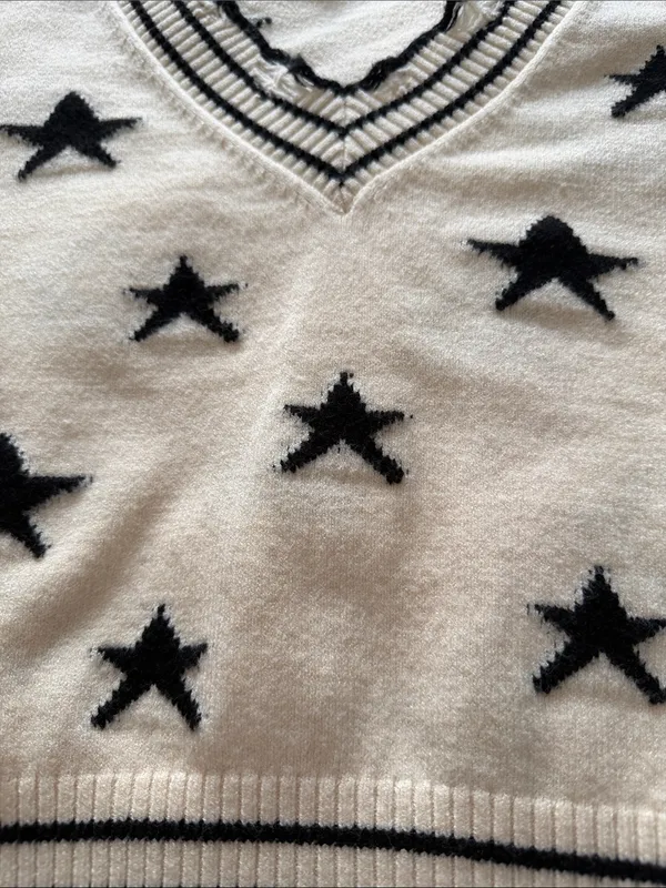 Rock N Rags THE SWEET LIFE SWEATER CREAM WITH BLACK STARS Size S - Image 6