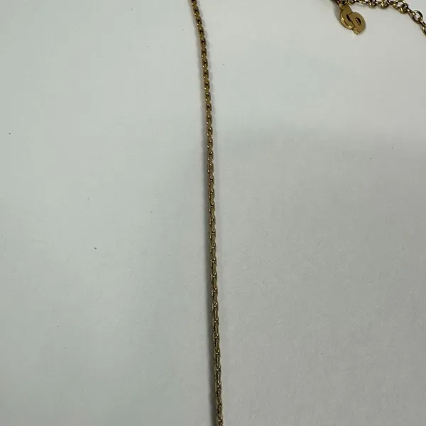 Christian‎ Dior Gold Tone Heart Shape Rhinestone Pendant Necklace - Image 6