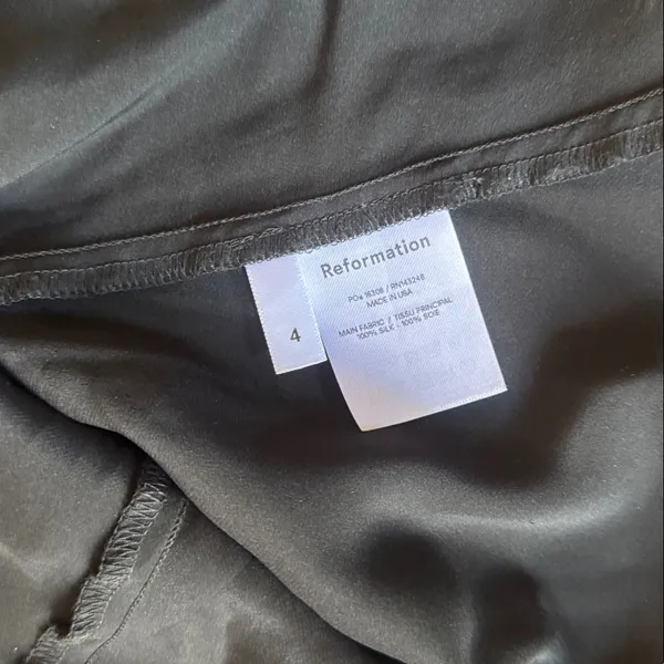 Reformation Black Satin Midi Skirt - Image 4