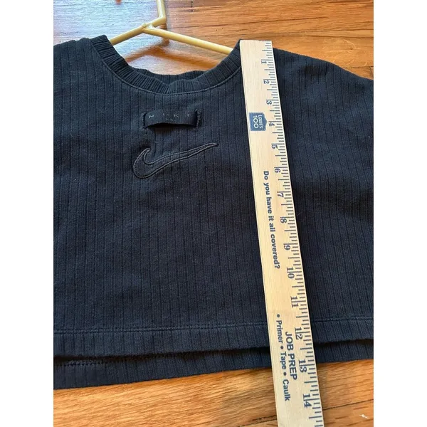 Nike Long Sleeve Black Ribbed Cotton Crop Top Size Large Athleisure Sporty Gym - Image 7