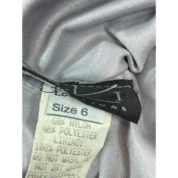 VTG 90s Niki Livas Black Silver Shimmer Halter Beaded Formal Evening Dress 6 Y2K - Image 9