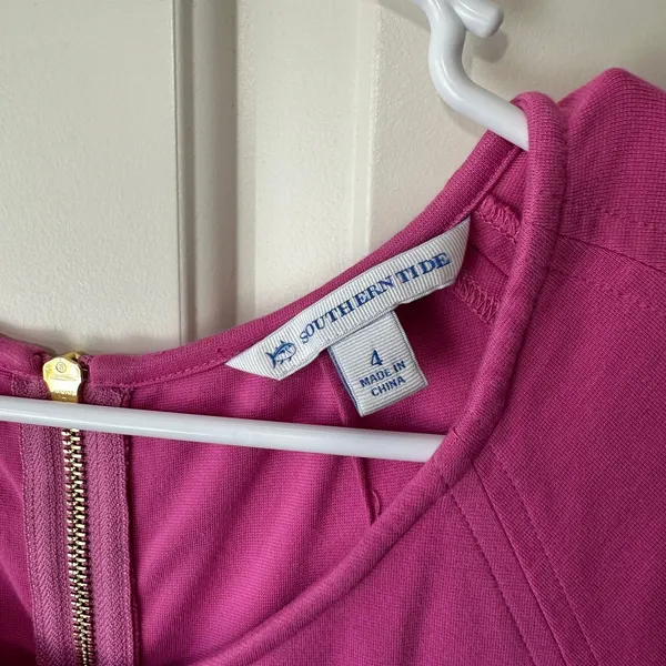 Southern Tide Phlox Pink Dress Short‎ Sleeve Preppy Career Round Neck Womens 4 - Image 3