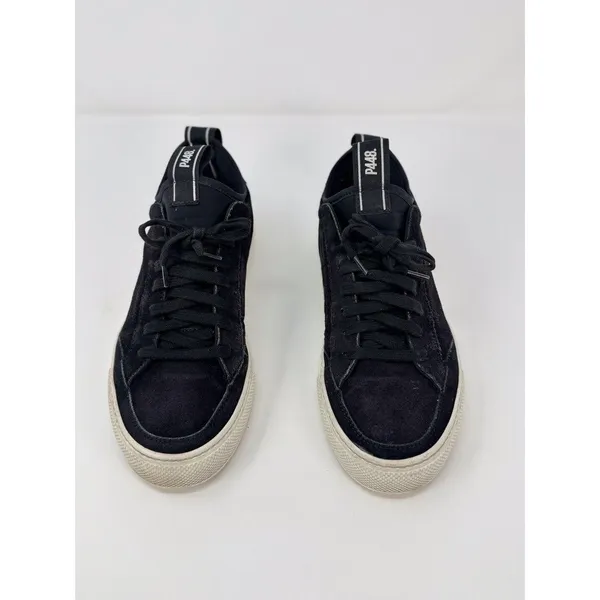 P448 Sohosocks Womens Shoes Black Suede Low Top Fashion Sneakers Italian 39 US 9 - Image 2