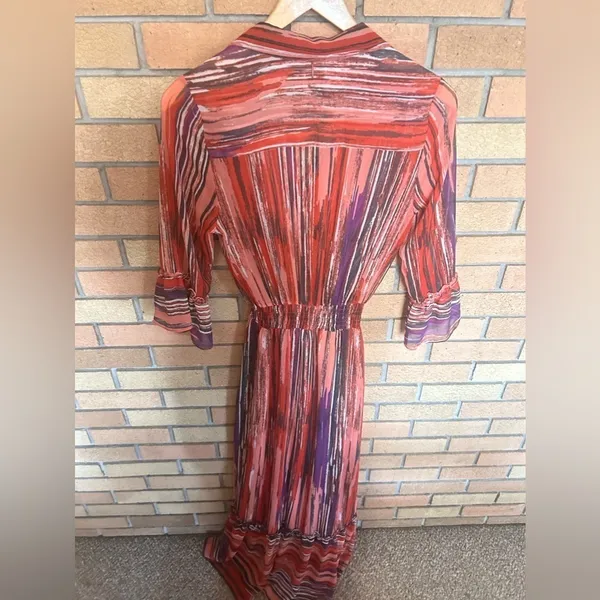 Misa Los Angeles Ofelia Striped Chiffon Long Shirt Dress Size XS - Image 5