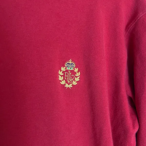Vintage Lauren Ralph Lauren Red Turtleneck Sweater Womens L Crest Logo Cotton - Image 9
