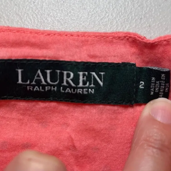 LAUREN Ralph Lauren Coral Eyelet Off Shoulder Shift Dress 2 100% Cotton‎ Summer - Image 5
