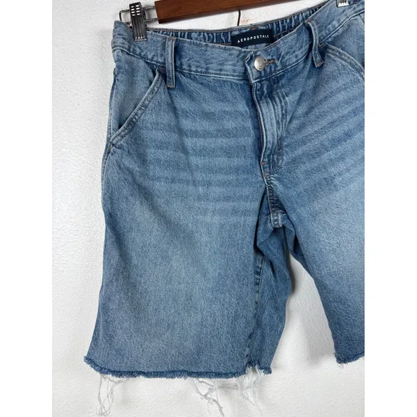 Aeropostale Baggy Jorts Women S Blue Denim Carpenter‎ Frayed Hem BMRIPK1 - Image 7