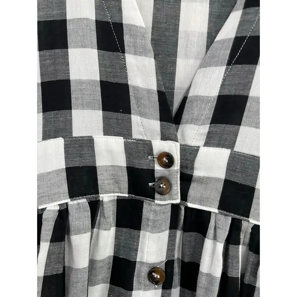 Lulus Checks Out Black‎ White Gingham Button Front Midi Dress Small - Image 8