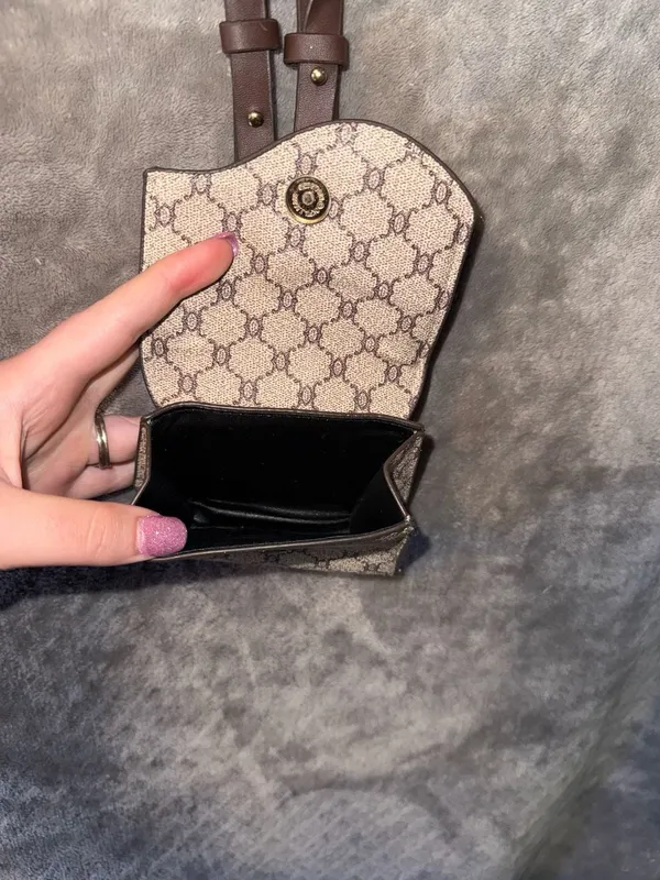 Mini Geometric Pattern Printed Flap Crossbody Bag Brown - Image 8