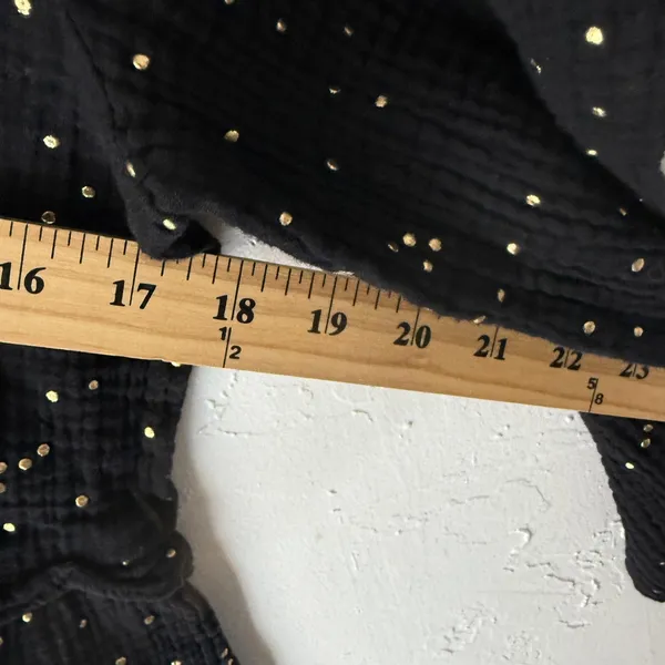 Peace n' love Blouse Womens Medium Black Gold Dot Long Sleeve Peplum‎ Top Boho - Image 8