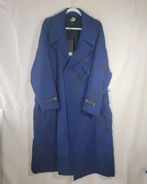 Dee Ocleppo Womens Myah Military Belted Jacquard Trench Coat Sodalite Blue XL - Image 9