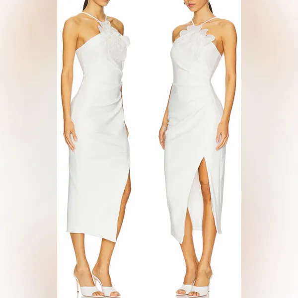NEW Elliatt Janelle 3d Flower white halter Midi Dress sz XXS - Image 5