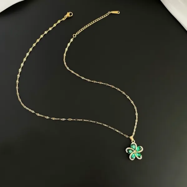 18K Gold Plated Crystal Flower Pendant Necklace for Women,Flower Necklace - Image 5
