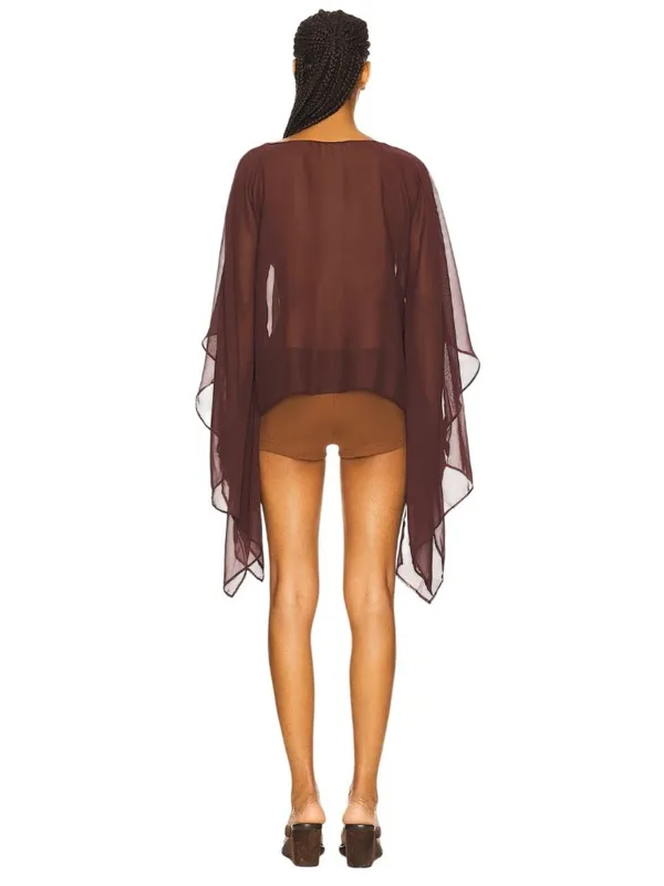 Jaded London Cape Top in Plum US 4/ UK 8 Womens Blouse Sheer - Image 2