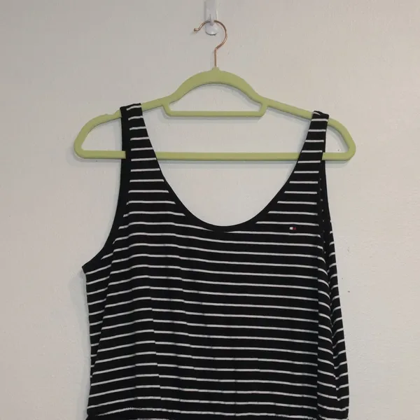 Tommy Hilfiger Navy Blue Striped Romper Sz M - Image 4